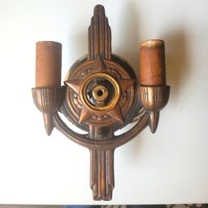 Brass Antique Art Deco Wall Light Fixture